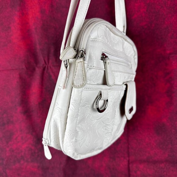 MULTISAC ELEGANT WHITE FLORAL EMBOSSED CROSSBODY BAG - Picture 3 of 14